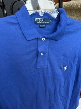 New Large Polo by Ralph Lauren Royal Blue Cotton Polo Shirt with White Logo